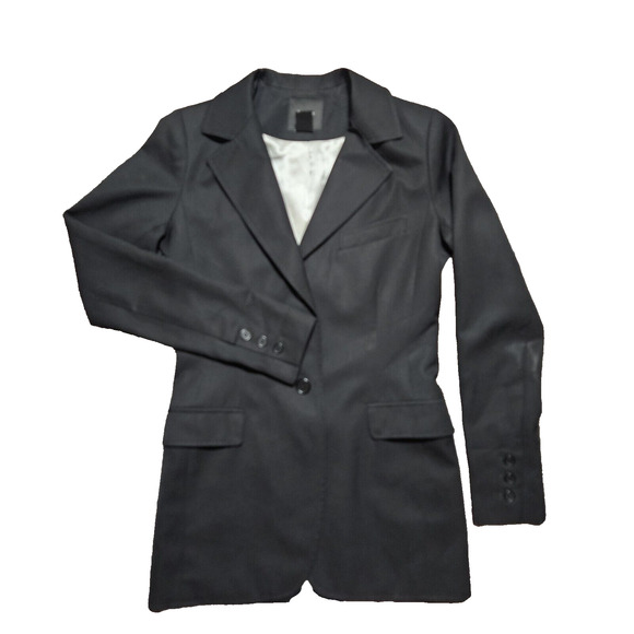 SMYTHE Blazer Designer Jacket Size 4 Small Satin Wool Black Business Casual Work - Picture 13 of 13